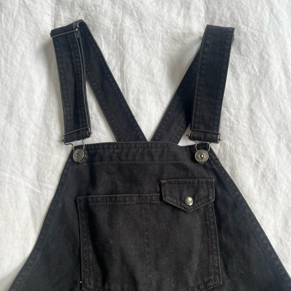 Black Jean Short Overalls